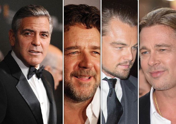 Frá hægri: George Clooney, Russell Crowe, Leonardo DiCaprio og Brad Pitt.
