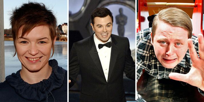 Frá vinstri: Hildur Lilliendahl, Seth MacFarlane og Þórhallur Þórhallsson.