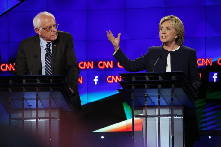 Sanders og Clinton eiga í harðri baráttu.