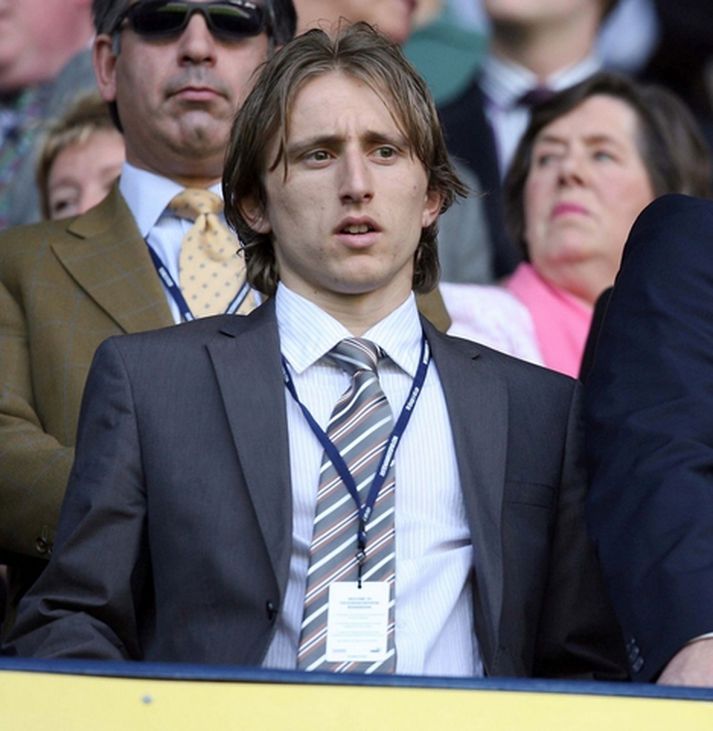 Luka Modric fylgdist með leik Tottenham og Bolton um helgina.
