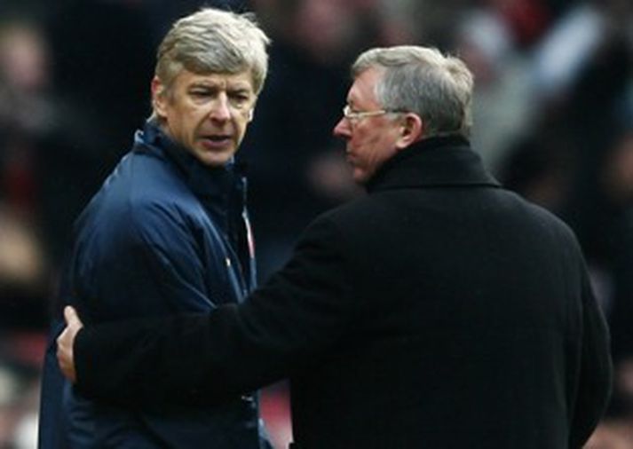 Wenger og Ferguson tókust í hendur eftir leikinn í dag