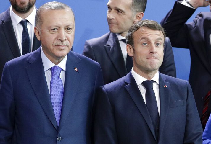 Þeir Recep Tayyip Erdogan Tyrklandsforseti og Emmanuel Macron, forseti Frakklands, eru litlir vinir þessa dagana.