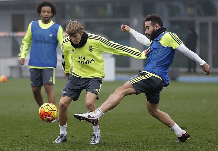 Ødegaard á æfingu með aðalliði Real Madrid.