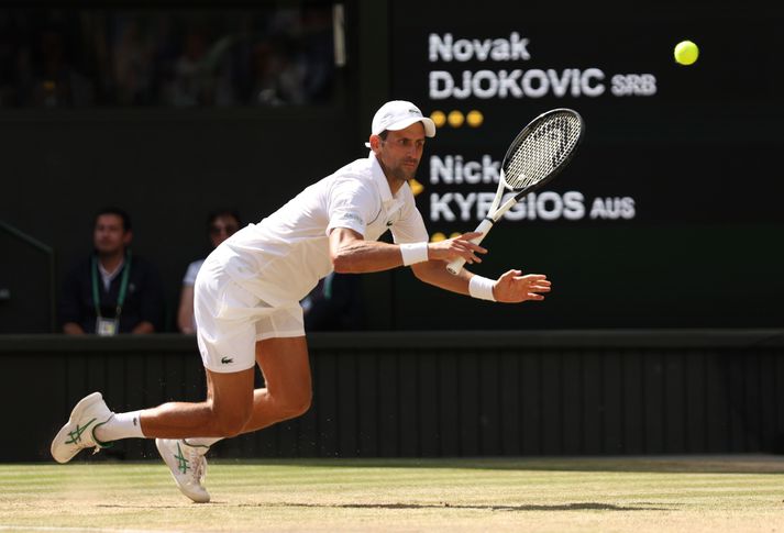 Novak Djokovic hafði betur gegn Nick Kyrgios í dag. 