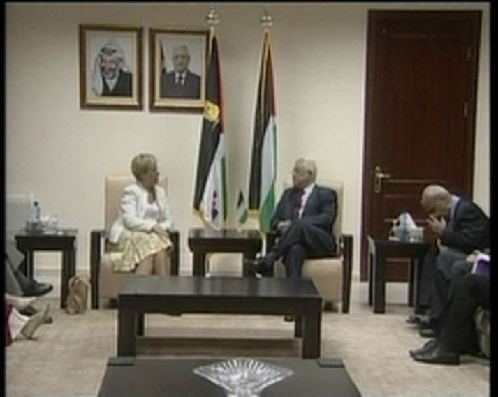 Utanríkisráðherra á fundi með Mahmoud Abbas forseta Palestínu í morgun.