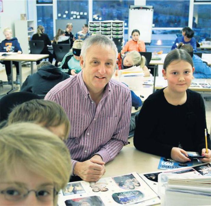 John Morris sótti meðal annars Sæmundarskóla í Grafarholti heim í heimsókn sinni til Reykjavíkur á dögunum.