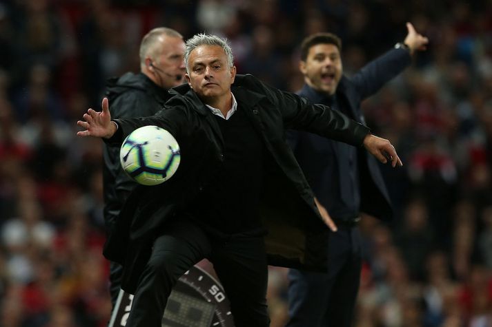 Jose Mourinho á Old Trafford í gær.