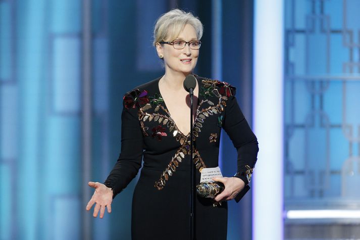 Meryl Streep var beitt er hún tók á móti heiðurverðlaunum á Golden Globe í gær.