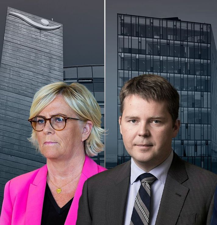 Birna Einarsdóttir, bankastjóri Íslandsbanka, og Marinó Örn Tryggvason, bankastjóri Kviku banka.