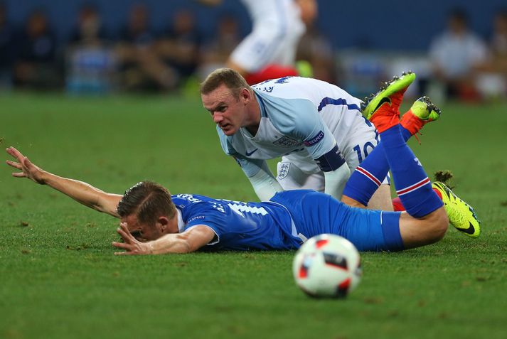 Wayne Rooney í leiknum fræga á móti Íslandi á EM í Frakklandi 2016.