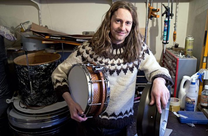 Jón Geir Jóhannsson, trommuleikari og trommusmiður, hefur smíðað trommur í tíu ár.