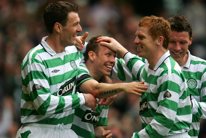 Chris Sutton og Neil Lennon voru samherjar hjá Celtic.