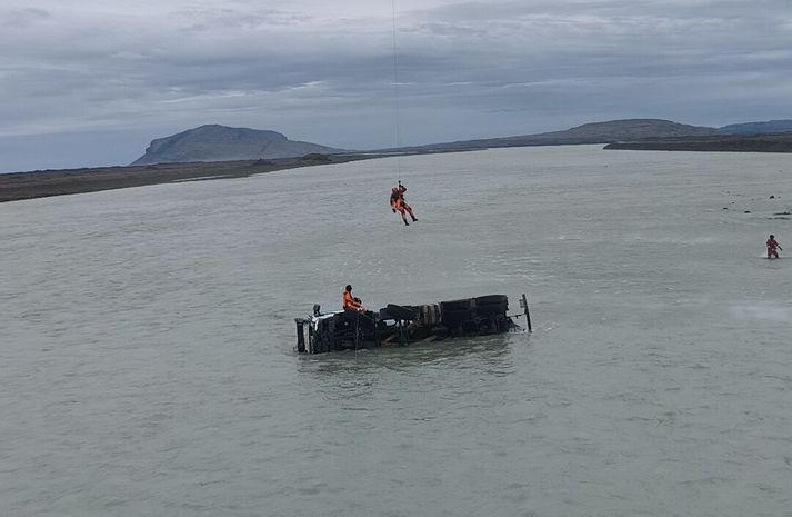 Frá aðgerðum í gær.