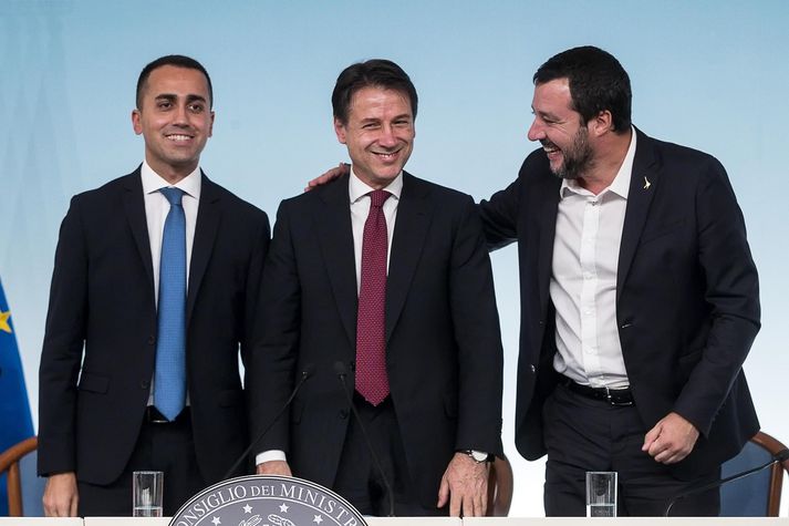 Luigi Di Maio, Giuseppe Conte og Matteo Salvini.