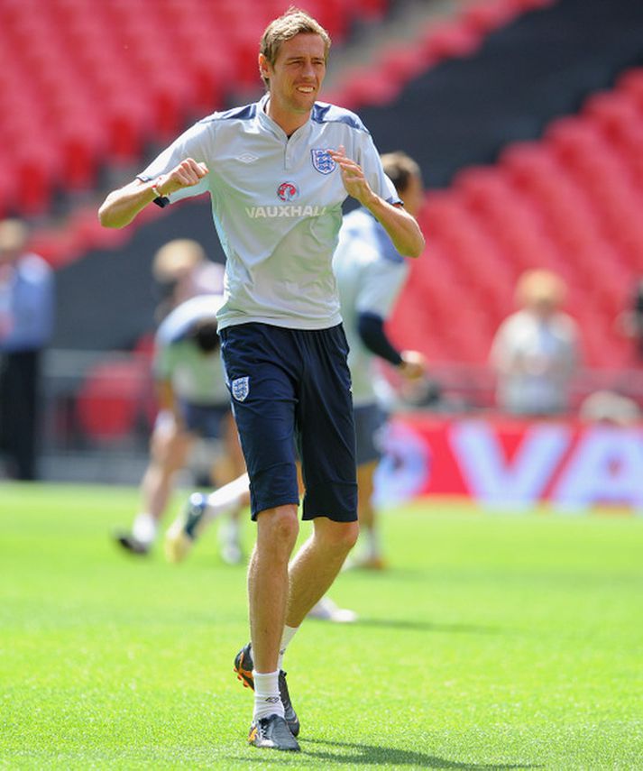 Peter Crouch á æfingu með enska landsliðinu