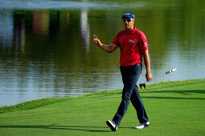 Henrik Stenson var í stuði í gær.