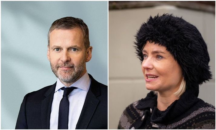 Orri Hauksson, forstjóri Símans, og Lilja Alfreðsdóttir, menningarmálaráðherra. 