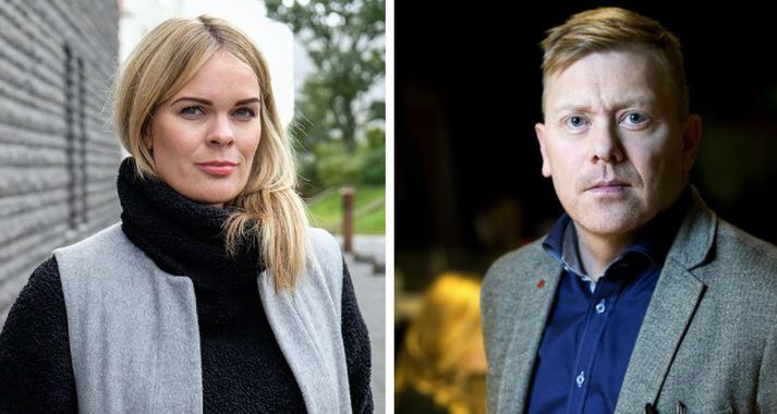 Björt Ólafsdóttir óskar Jóni Gnarr velfarnaðar í störfum fyrir Samfylkinguna.