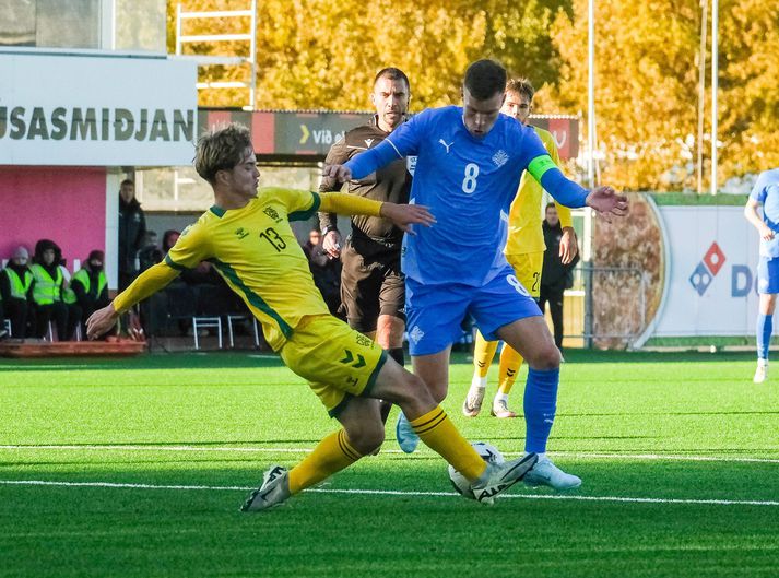 Fyrirliðinn Andri Fannar Baldursson í einum af 22 leikjum sínum fyrir U-21 árs landslið Íslands.