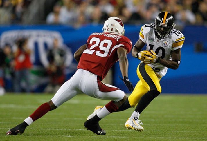 Santonio Holmes var hetja Pittsburgh í leiknum.