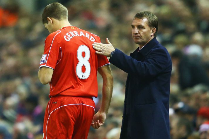Steven Gerrard og Brendan Rodgers.