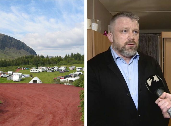 Frá tjaldssvæðinu í Þrastaskógi en félag í eigu athafnamannsins Sverris Einars Eiríkssonar er rekstraraðili svæðisins. Heilsbrigðisnefnd Suðurlands hefur fellt starfsleyfi tjaldsvæðisins úr gildi.