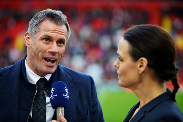 Carragher á vellinum á laugardaginn.