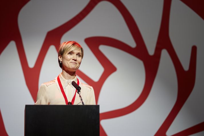 Kristrún Frostadóttir formaður flutti stefnuræðu á landsfundi Samfylkingarinnar í dag.