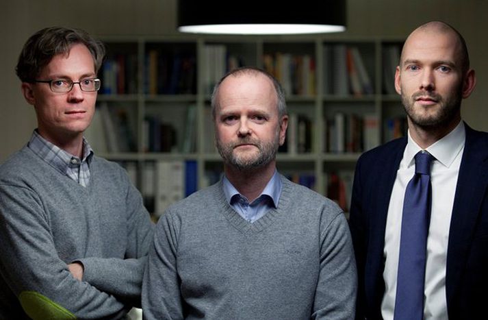 Árni Hauksson fyrir miðju, Sigþór Jónsson er til hægri og Hallbjörn Karlsson til vinstri.