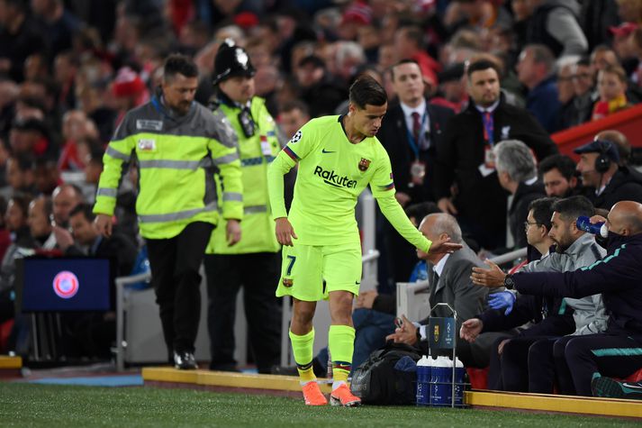 Coutinho náði sér ekki á strik þegar Barcelona steinlá fyrir Liverpool, 4-0, á Anfield.