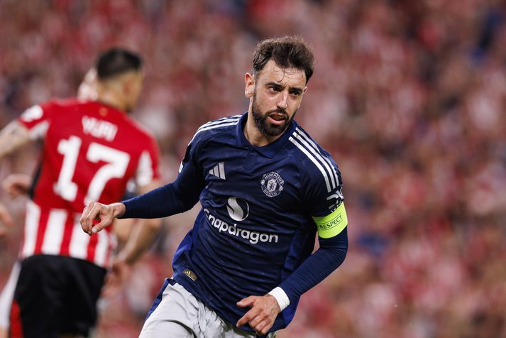 Bruno Fernandes skoraði tvö mörk gegn Athletic Bilbao.