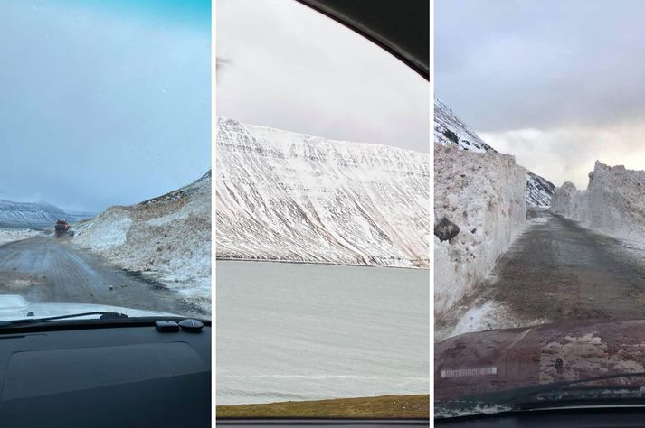 Þessar myndir voru teknar í og af Súðavíkurhlíð eftir hádegið í dag.