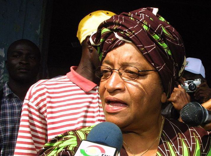 Forseti Líberíu, Ellen  Johnson Sirleaf, er talin sigurstrangleg.