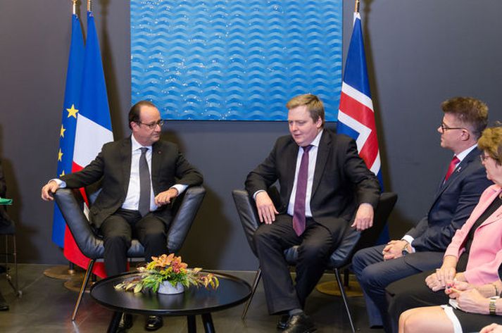 Sigmundur Davíð Gunnlaugsson, forsætisráðherra og Francois Hollande, forseti Frakklands, á Hringborði Norðurslóða á Íslandi á dögunum.