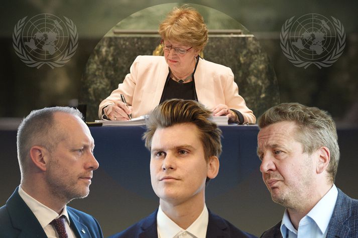 Íslensk stjórnvöld tilkynntu strax árið 2015, árið áður en Sigrún Magnúnsdóttir, þáverandi umhverfisráðherra, skrifaði formlega undir Parísarsamkomulagið, að þau yrðu í samfloti með ESB og Noregi um losunarmarkmið sín. Undir bæði Guðmundi Inga Guðbrandssyni (t.v.) og Guðlaugi Þór Þórðarsyni (t.h.) var ítrekað vísað til sameiginlegs markmiðs með ESB. Í fyrra kom í ljós að það væri á misskilningi byggt.