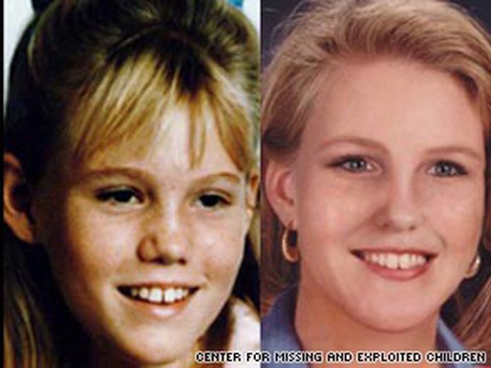 Jaycee Lee Dugard  eins og hún leit út þegar henni var rænt og eins og hún gæti litið út núna.