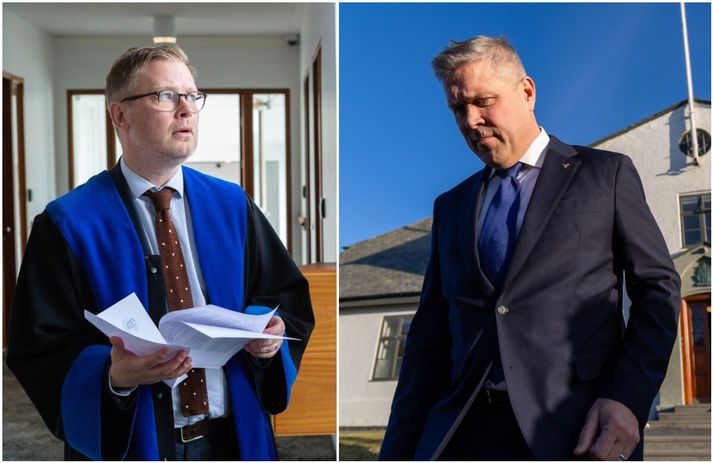 Atvikið leið eins og í hægri endursýningu, þegar golfkúla Sigurðar Kára leið um loftin blá og hafnaði í höfði Bjarna Benediktssonar.
