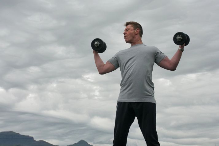 Bergþór hefur tekið sig í gegn með góðum árangri. Hér er hann í æfingum á Stöðvarfirði.