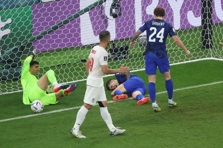 Christian Pulisic var sárþjáður eftir að hafa skorað sigurmark Bandaríkjanna gegn Íran.