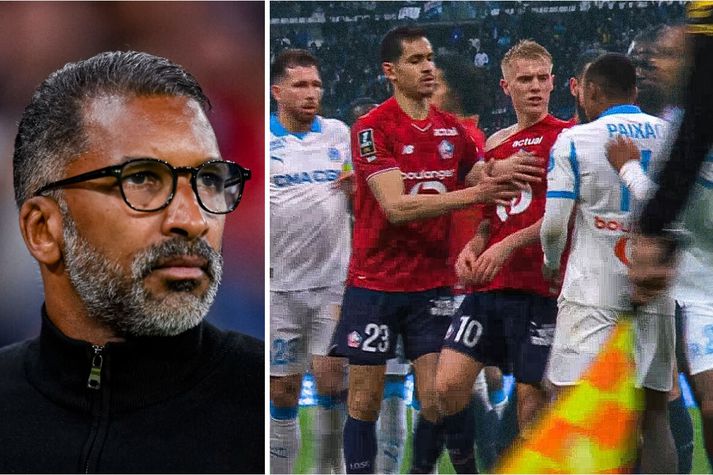 Hákon Arnar fékk að heyra það frá Habib Beye. 