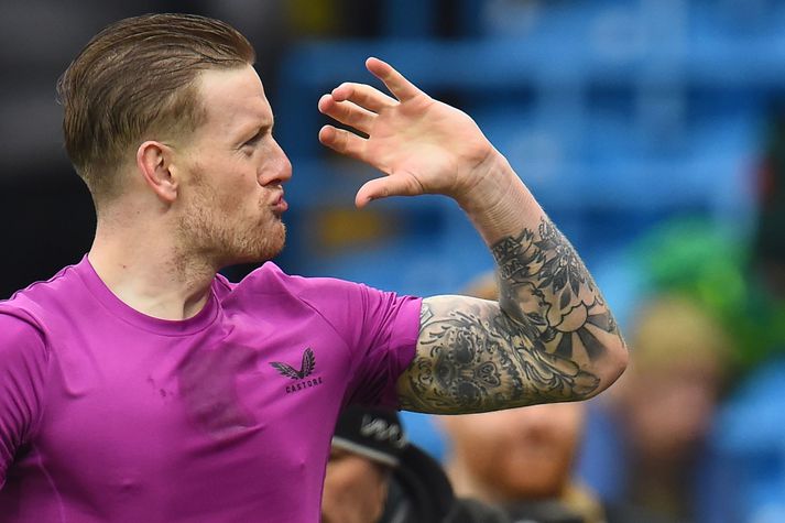 Jordan Pickford var frábær í marki Everton í fyrsta úrvalsdeildarleiknum á Hill Dickinson leikvanginum.