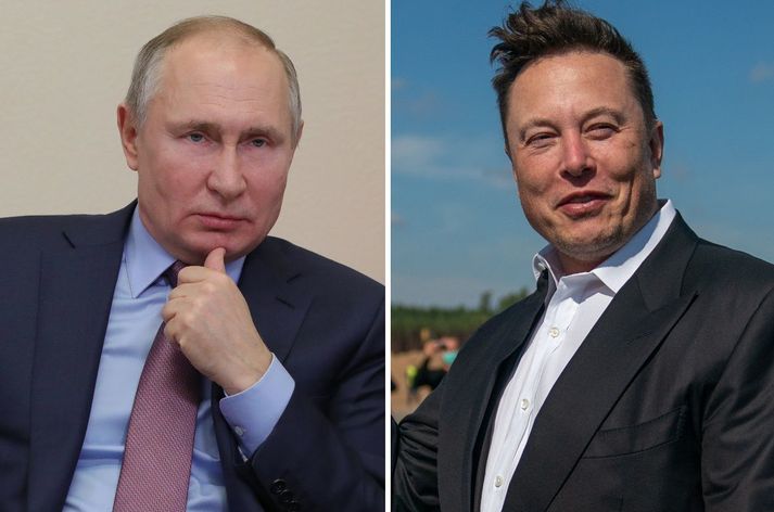 Vladimír Pútín og Elon Musk.