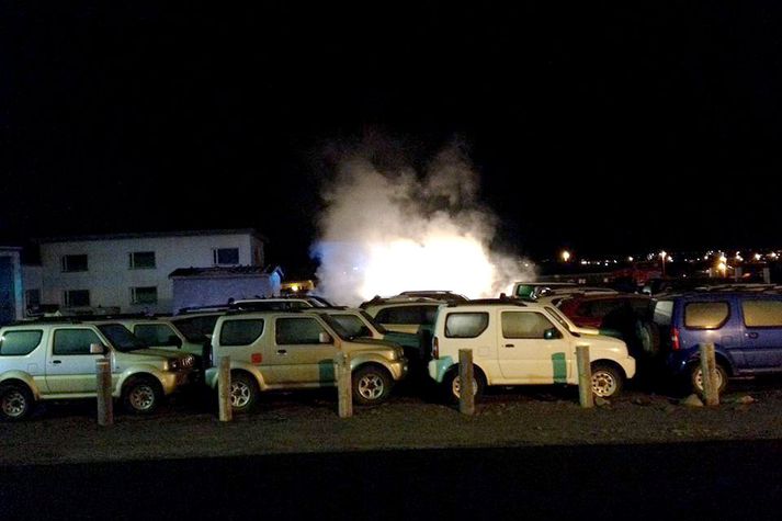 Myndin er frá vettvangi eldsvoðans í október 2012.