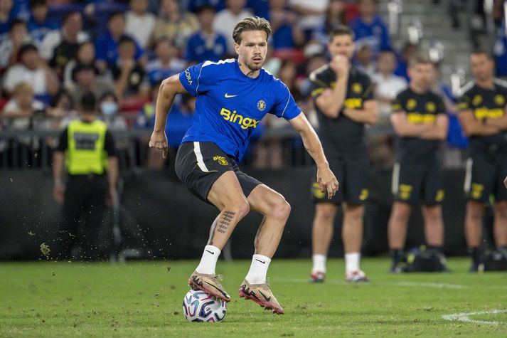 Mykhailo Mudryk er mættur aftur í Chelsea treyjuna. 