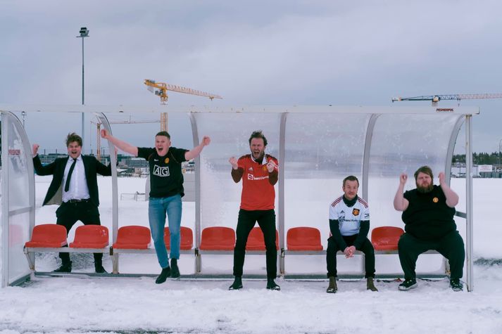 Leikarar sýningarinnar frá vinstri: Starkaður Pétursson, Ólafur Ásgeirsson, Sveinn Ólafur Gunnarsson, Albert Halldórsson og Valdimar Guðmundsson. 