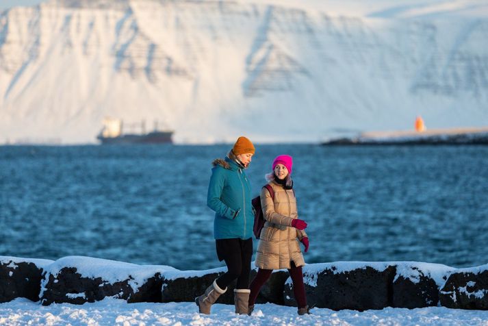 Frost verður á bilinu eitt til fjórtán stig þar sem kaldast verður inn til landsins.