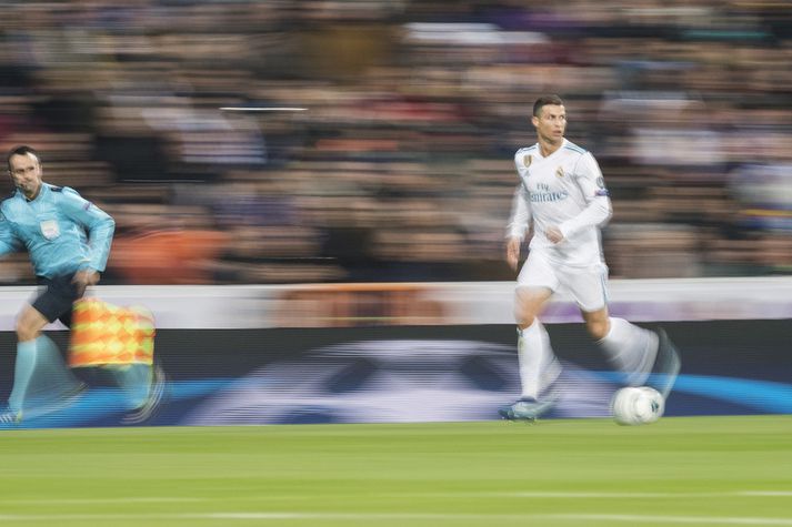Cristiano Ronaldo átti góðan leik í dag og skoraði tvö mörk