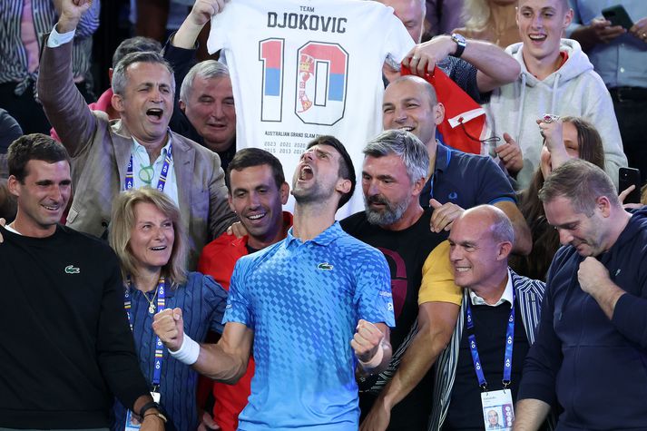 Djokovic fagnar.