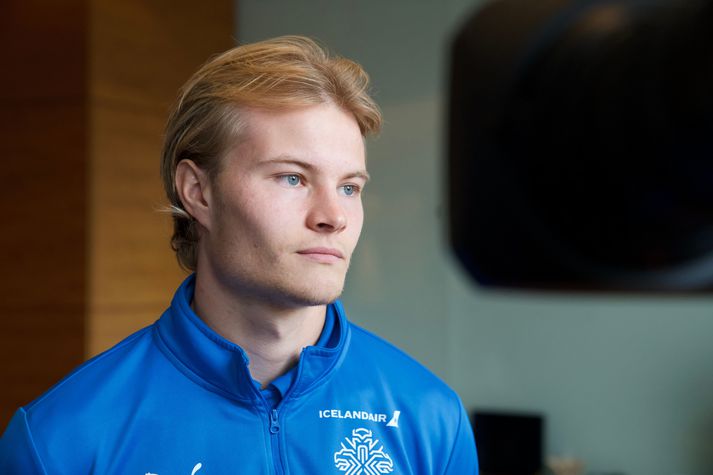 Andri Lucas Guðjohnsen, leikmaður íslenska landsliðsins í fótbolta og danska úrvalsdeildarfélagsins Lyngby