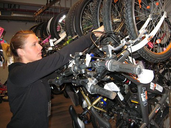 Úr hjólageymslu lögreglunnar á höfuðborgarsvæðinu.